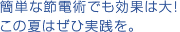 簡単な節電術でも効果は大！この夏はぜひ実践を。