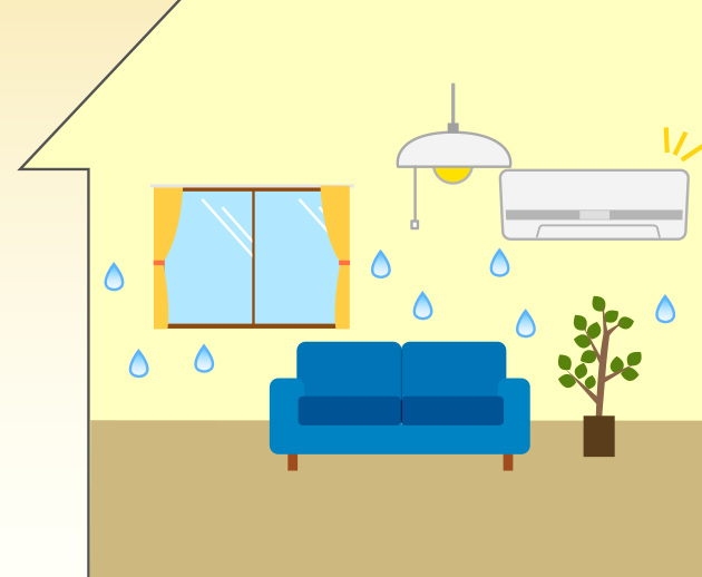 部屋の温度だけでなく湿度（しつど）をちょうせつすると快適に感じる