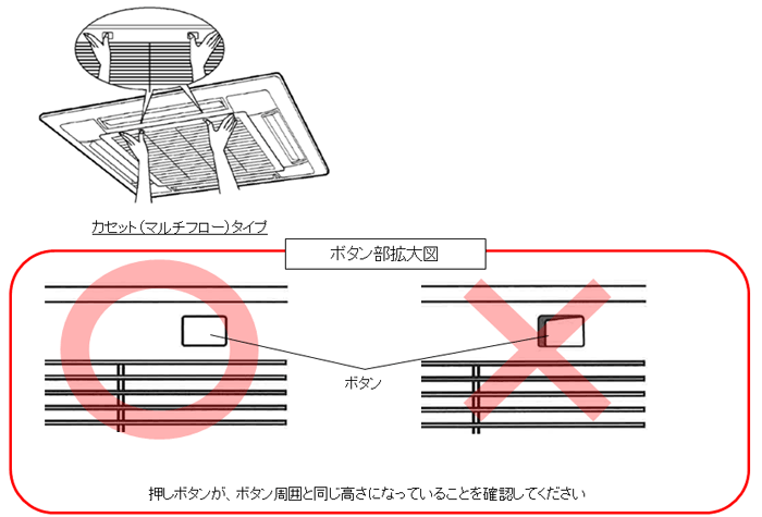 押しボタンを押して固定するタイプ